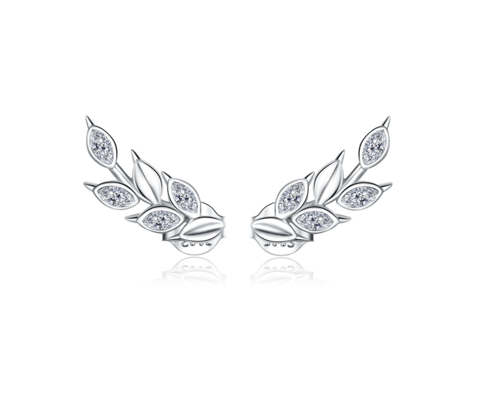 Aretes Hojas con piedras