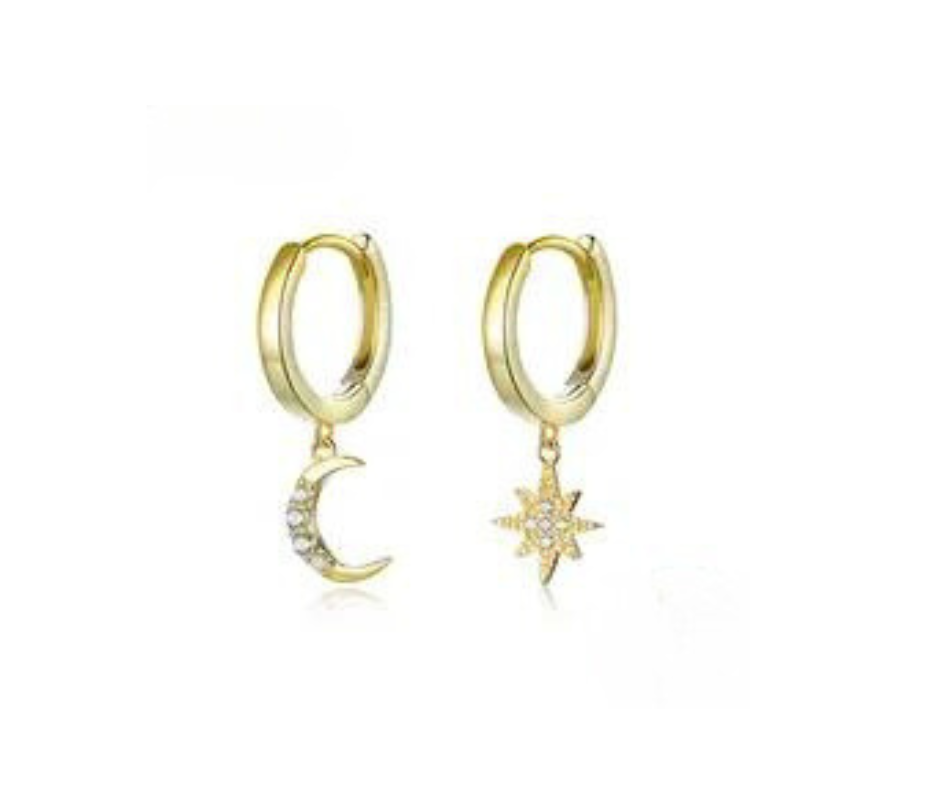 Aretes Estrella Luna Dorado