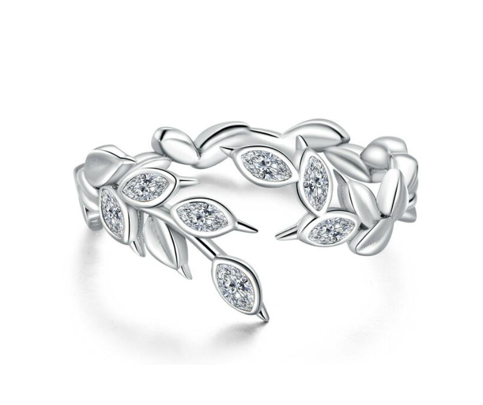 Anillo Hojas con piedras