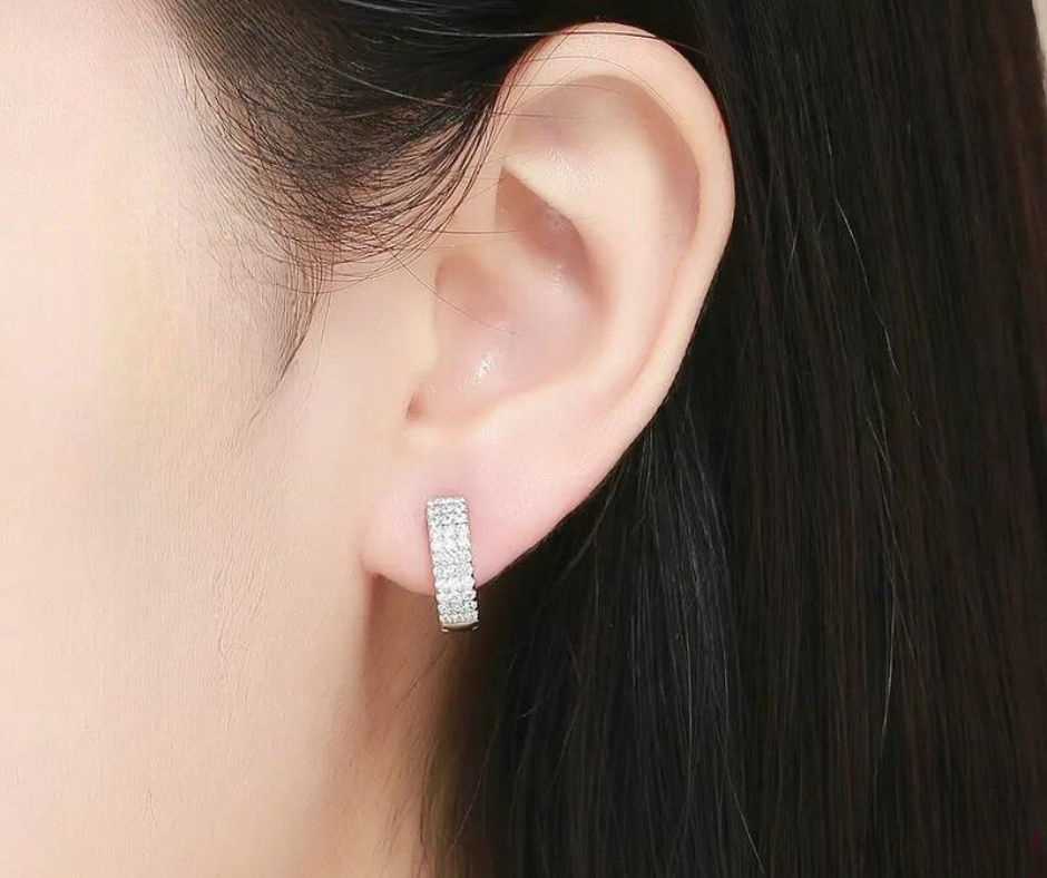 Aretes tres filas pavé