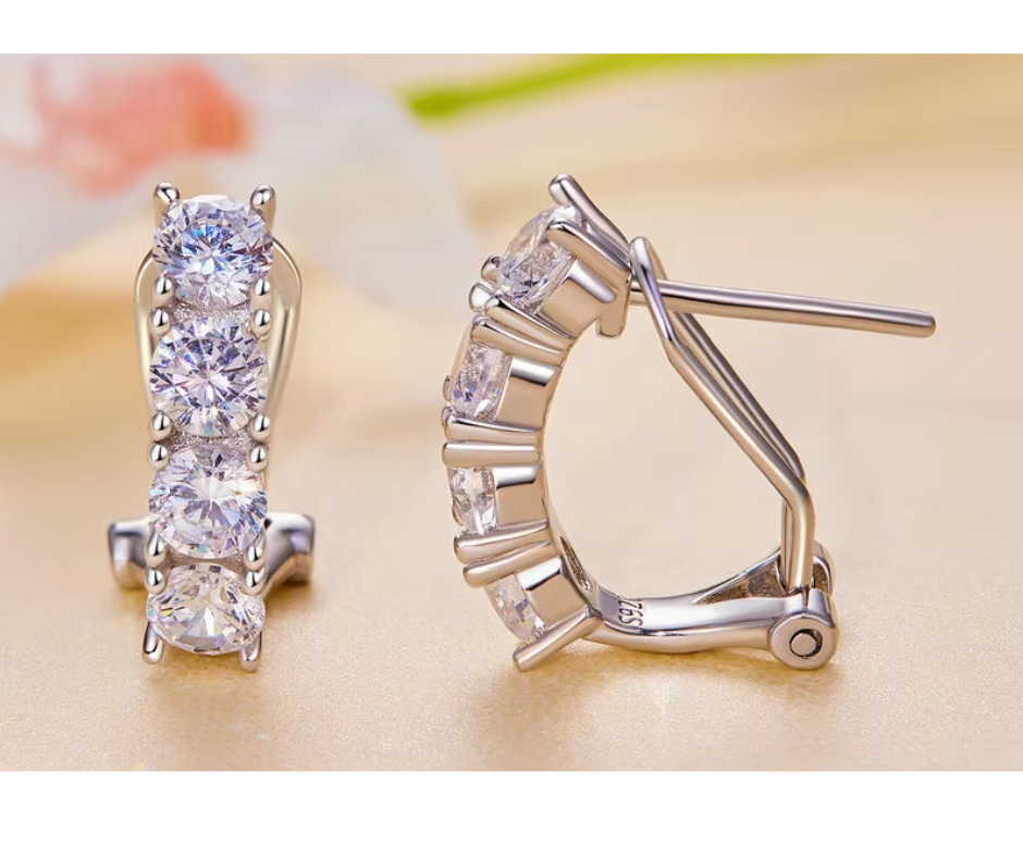 Aretes 4 piedras Moissanite
