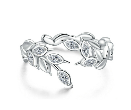 Anillo Hojas con piedras