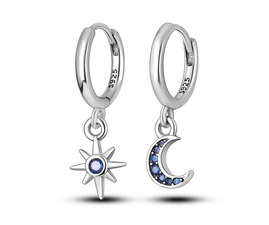 Aretes Sol Luna Azul