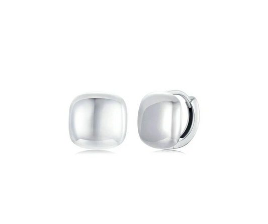 Aretes cubo cuadrado plata plano