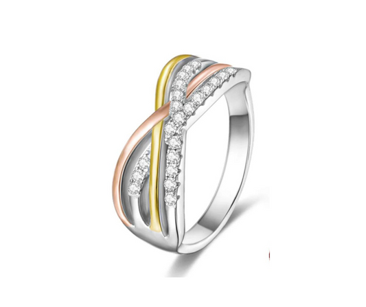 Anillo X 3 tonos con piedras