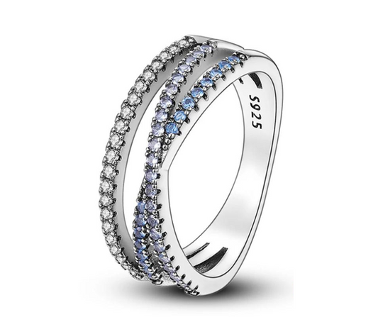 Anillo Filas piedras azules