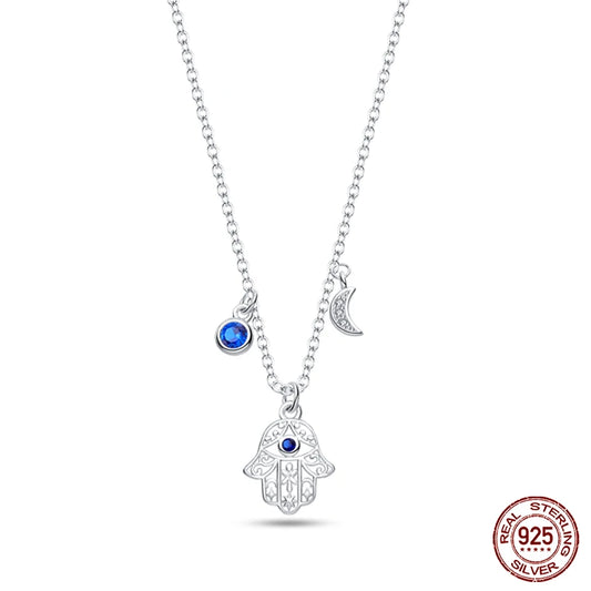 Collar Mano Piedra azul luna