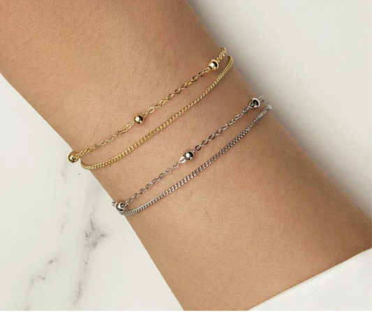 Pulsera dos hilos bolitas